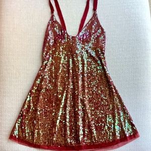 Free People Sequin Gold Rush Mini NWT Sz Small